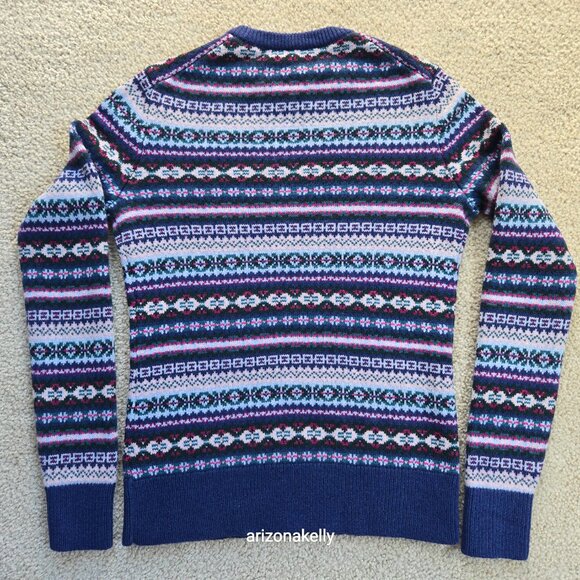 Brooks Brothers Fair Isle Sweater Lambswool Blend XS Blue Purple - Picture 7 of 16